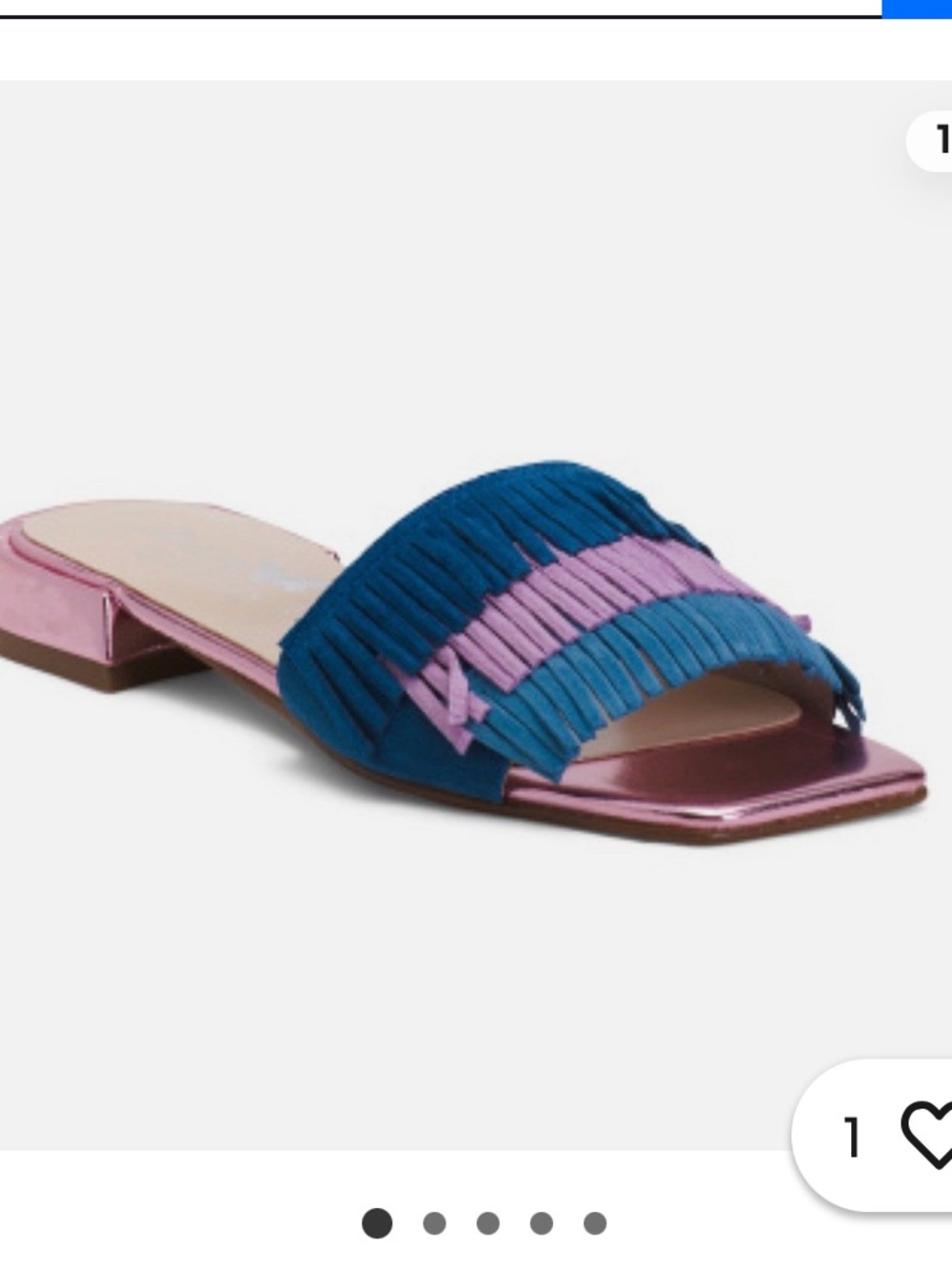 Libera Mente Blue & Pink Fringe Slide Mules Size-40 EU/9-9.5 USA NWOB